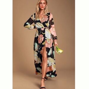 Lulu's Floral Long Sleeve Maxi Dress - NWT